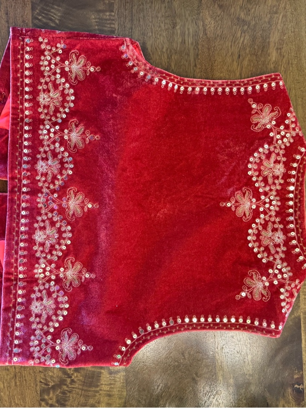 Small Rust Colored Embroidered Velvet Vest - Picture 4 of 6